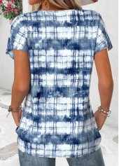 Dusty Blue tops,Tie Dye tops,ROTITA Cut Out Tie Dye Print Dusty Blue T Shirt