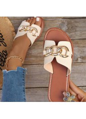 White shoes,Contrast Color shoes,White Color Falt Open Toe Sliders