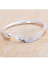 Silver jewelry,Leaf Metal Detail Silver Color Bangle
