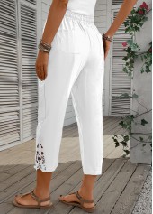 White bottoms,Plain Color bottoms,Straight Leg White Elastic Waist High Waisted Pants