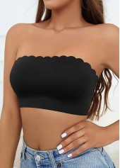 Black intimates,Plain Color intimates,Push Up Black Petal Edge Bandeau Bra