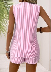 Pink tops,Striped tops,Geometric tops,ROTITA Striped Pink V Neck Sleeveless Tank Top