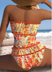 Orange swimwear,Leopard swimwear,Animal Print swimwear,ROTITA Orange Leopard Mid Waisted Tankini Set