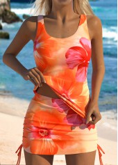 Rotita – Tankini-Set mit mittelhohem Bund und orangefarbenem Blumenmuster