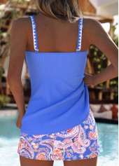 Blue swimwear,Tribal swimwear,ROTITA Blue Tribal Print Mid Waisted Tankini Set