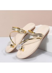 Golden shoes,Plain Color shoes,Golden Falt Toe Post Flip Flops