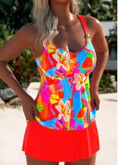 ensemble tankini taille moyenne à imprimé géométrique corail rotita