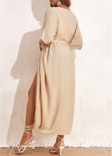 Light Coffee swimwear,Plain Color swimwear,Tie Belted Light Coffee Cover Up