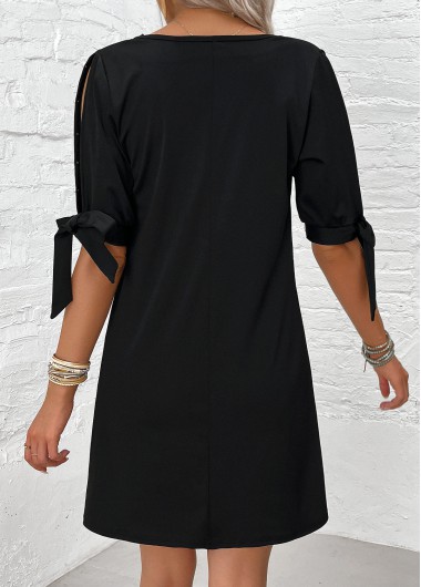 Black dresses,Plain Color dresses,Everyday dresses,Casual dresses,ROTITA Pearl Black Short A Line V Neck Dress