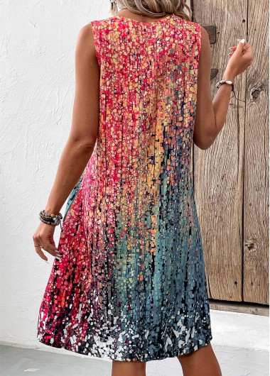 Coral dresses,Ombre dresses,Everyday dresses,Casual dresses,ROTITA Plus Size Coral A Line V Neck Sleeveless Dress