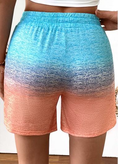 Multi Color bottoms,Ombre bottoms,Ombre Multi Color Straight Leg Elastic Waist Shorts
