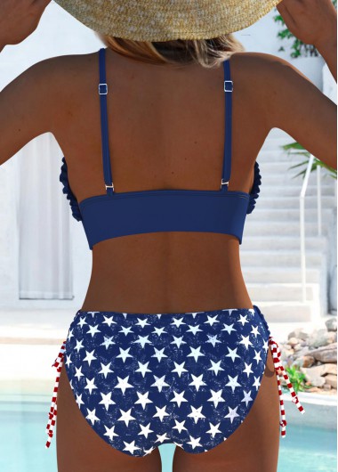 Navy swimwear,Flag swimwear,ROTITA American Flag Navy Mid Waisted Bikini Set
