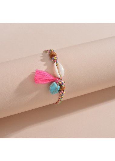 Pink jewelry,Other jewelry,Shell Tassel Braided Turquoise Pink Anklet
