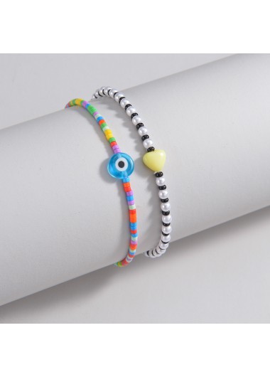 Multi Color jewelry,Heart Multi Color Polyresin Detail Anklets