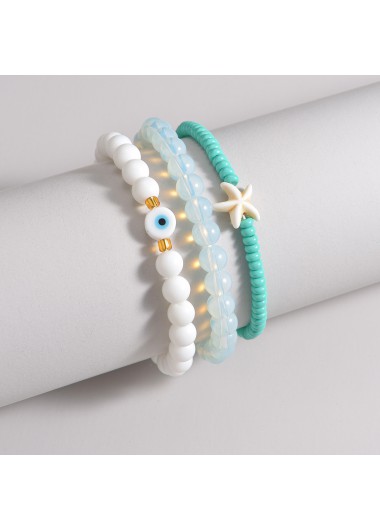 Mint Green jewelry,Animal Print jewelry,Mint Green Starfish Polyresin Anklet Set