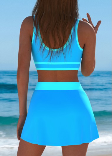 Sky Blue swimwear,Contrast Color swimwear,Sky Blue High Waisted Bikini Set