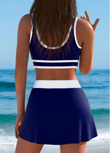 Royal Blue swimwear,Contrast Color swimwear,Thigh Slimmer Royal Blue High Waisted Bikini Set