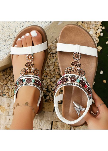 White shoes,Contrast Color shoes,White Falt Rubber Peep Toe Sandals