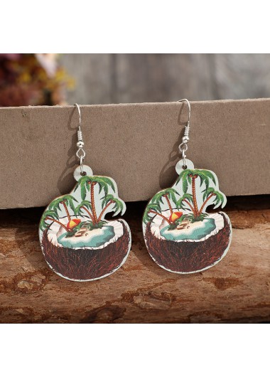 Multi Color jewelry,Plants jewelry,Multi Color Wood Beach Coconut Earrings