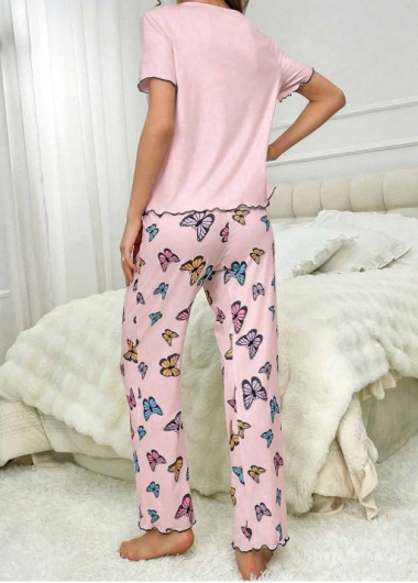 Pink loungewear,Animal Print loungewear,Animal Print Pink Round Neck Lounge Top and Pants