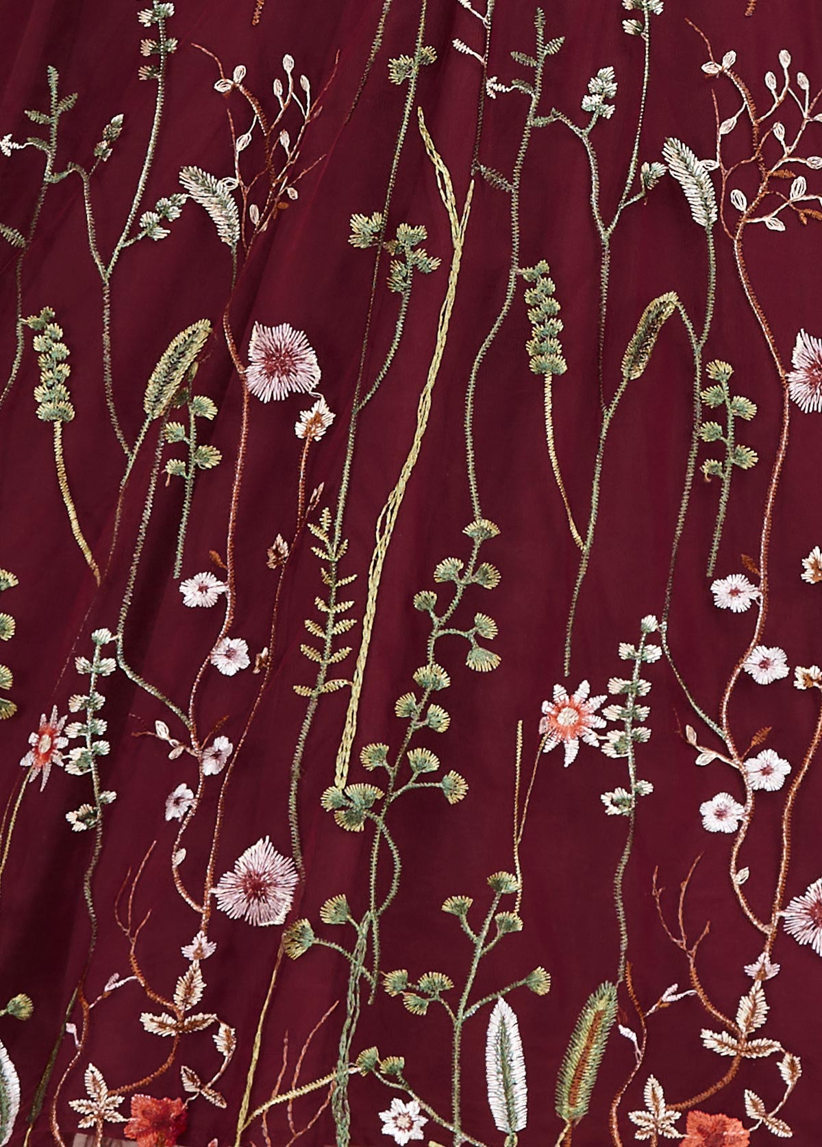 Wine Red dresses,Floral dresses,Party dresses,Elegant dresses,ROTITA Embroidery Wine Red V Neck Short Sleeve Dress