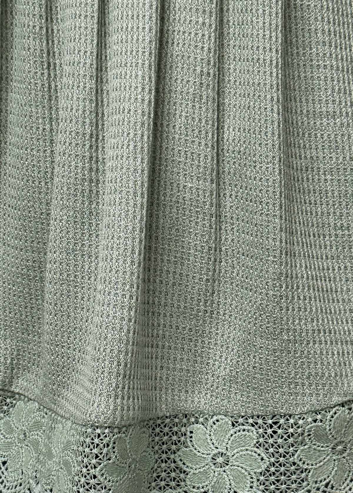 Sage Green tops,Plain Color tops,ROTITA Lace Sage Green Square Neck Short Sleeve T Shirt
