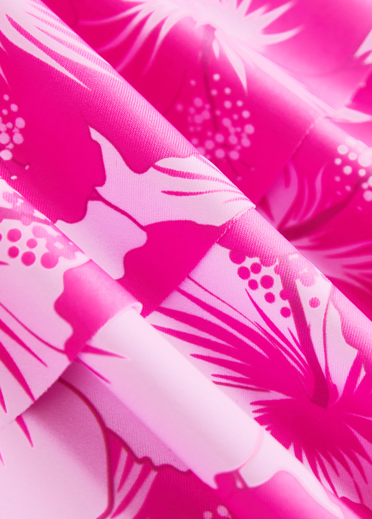 Hot Pink swimwear,Floral swimwear,Plants swimwear,ROTITA Patchwork Hot Pink Floral Print Tankini Set
