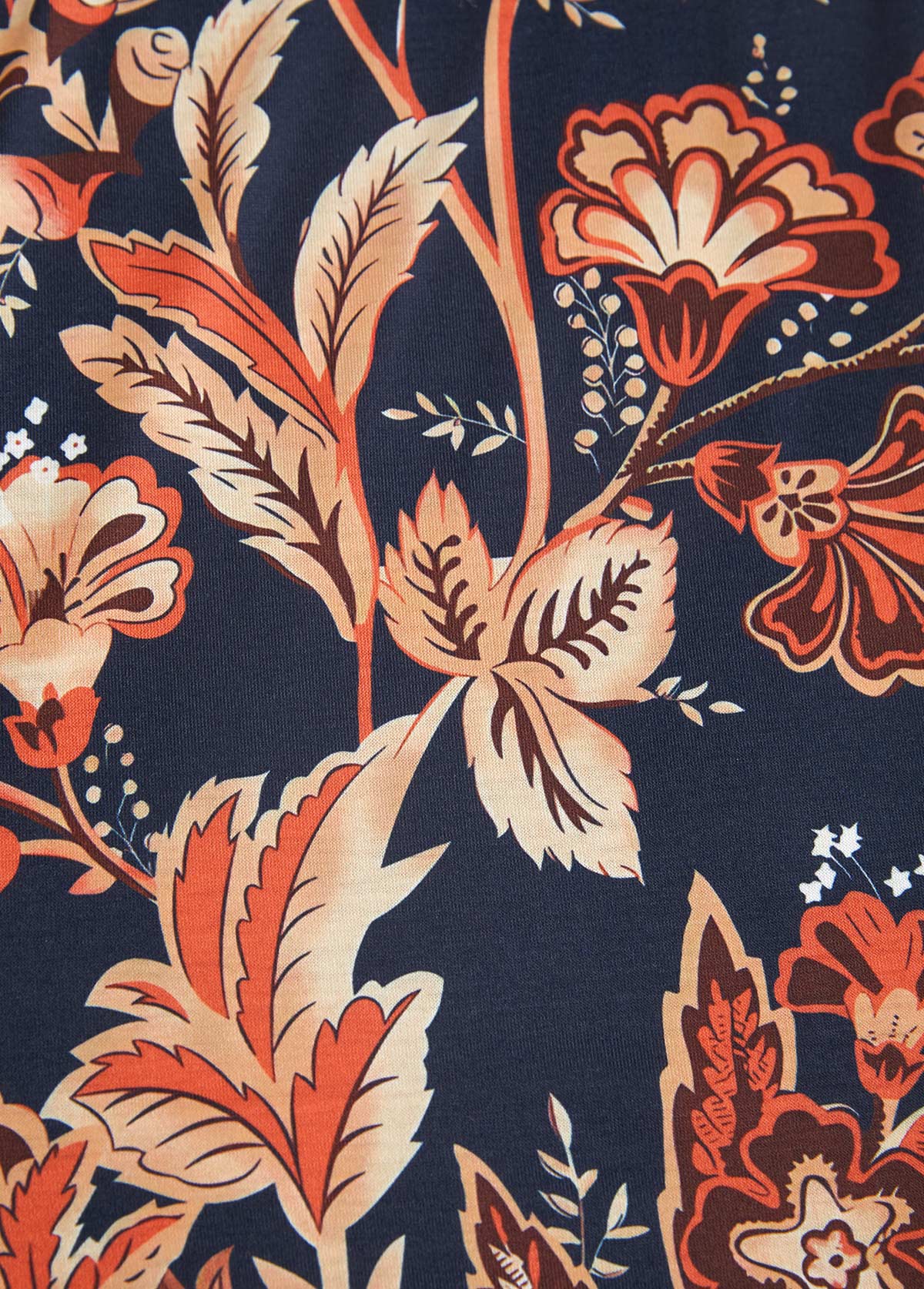 Dark Blue dresses,Floral dresses,Plants dresses,Everyday dresses,Casual dresses,ROTITA Circular Ring Floral Print Dark Blue Round Neck Dress