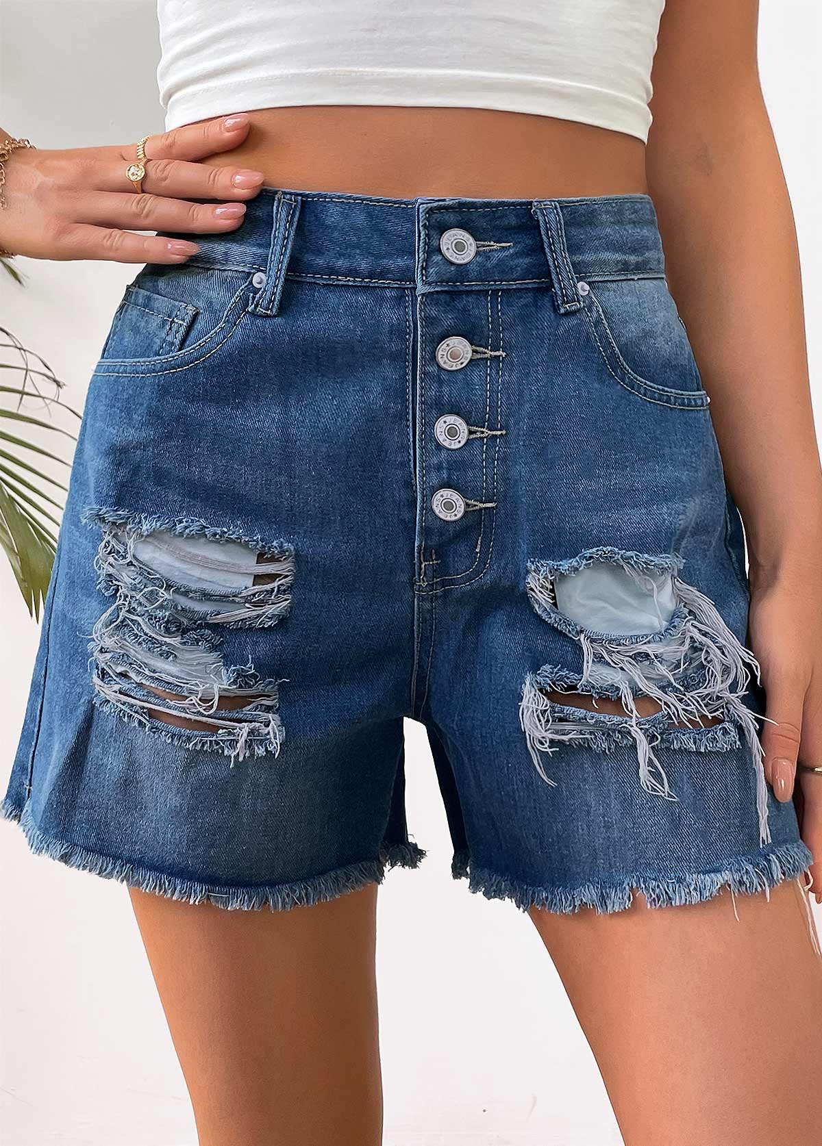 Denim Blue bottoms,Flag bottoms,American Flag Denim Blue Straight Leg Button Fly Shorts