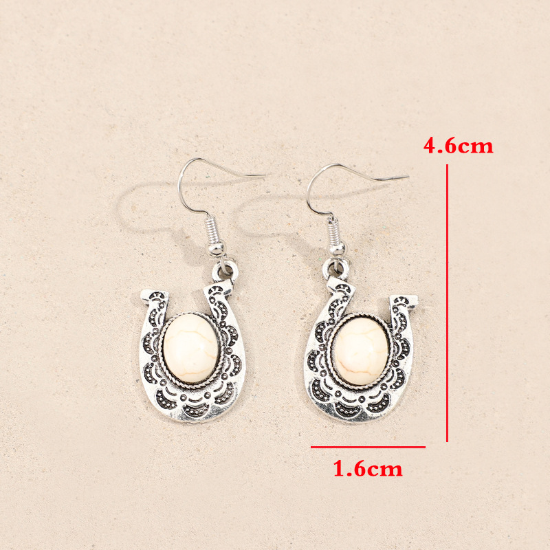 White jewelry,Geometric jewelry,White Alloy Geometric Design Tribal Earrings