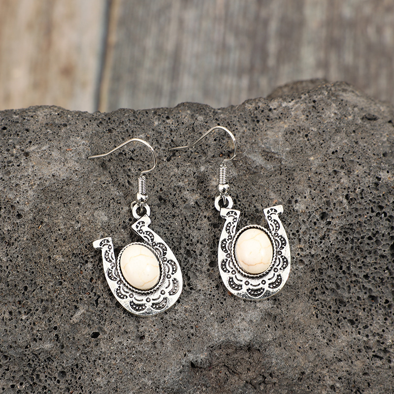 White jewelry,Geometric jewelry,White Alloy Geometric Design Tribal Earrings