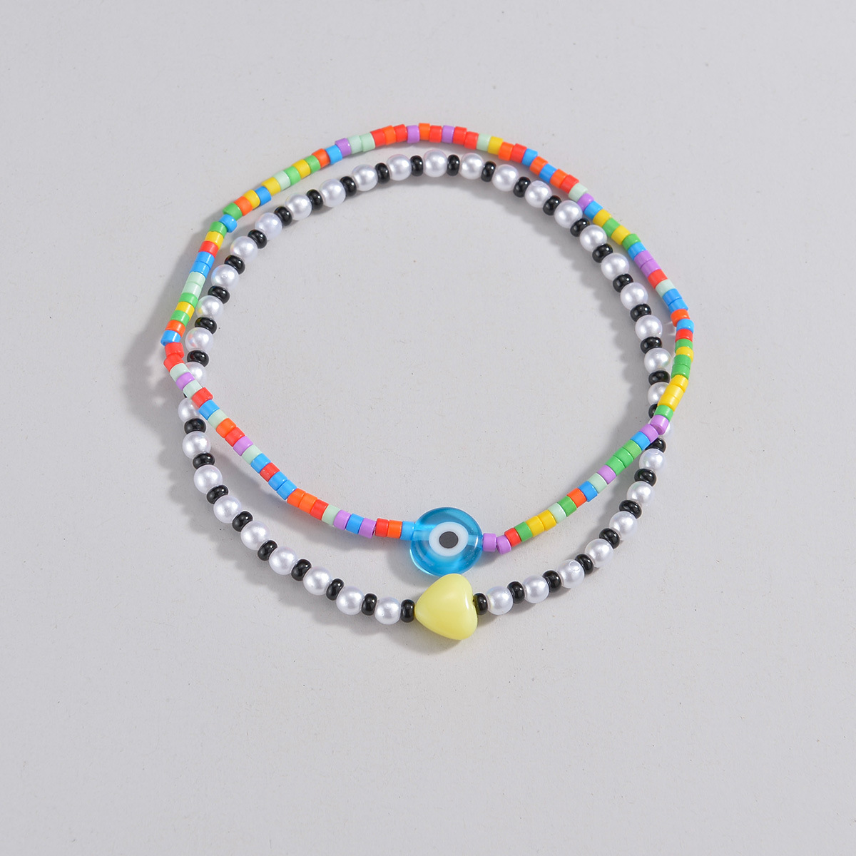 Multi Color jewelry,Heart Multi Color Polyresin Detail Anklets