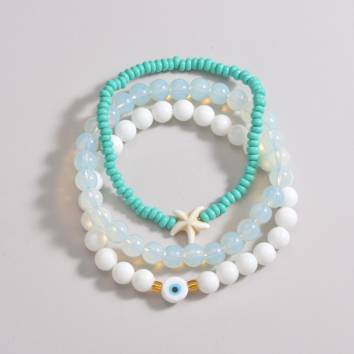 Mint Green jewelry,Animal Print jewelry,Mint Green Starfish Polyresin Anklet Set