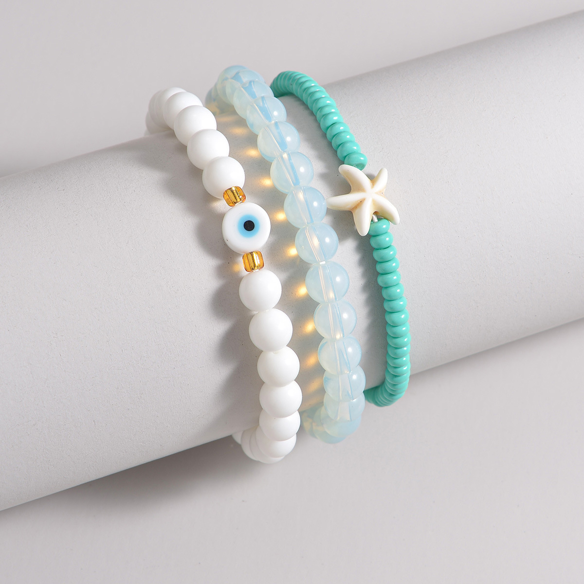 Mint Green jewelry,Animal Print jewelry,Mint Green Starfish Polyresin Anklet Set