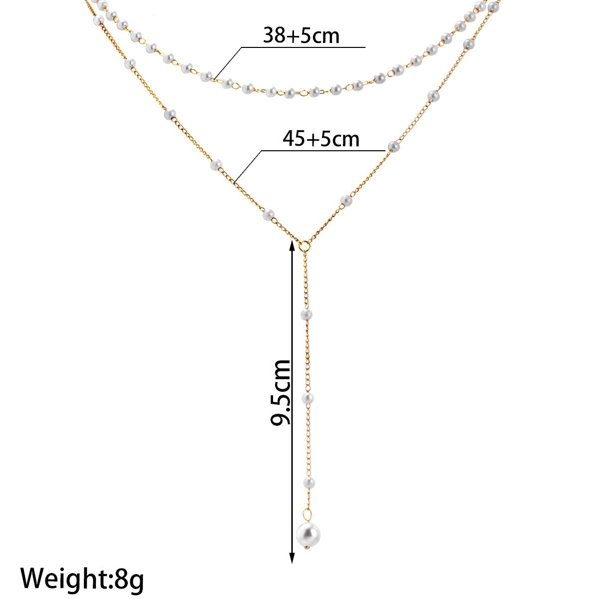 Golden jewelry,Golden Color Alloy Detail Pearl Necklace