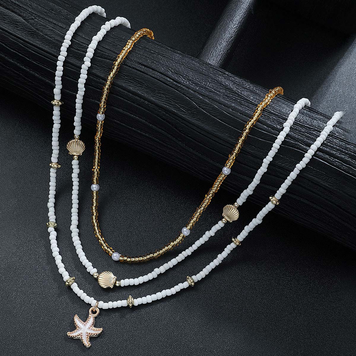 White jewelry,White Color Shell Polyresin Material Necklace