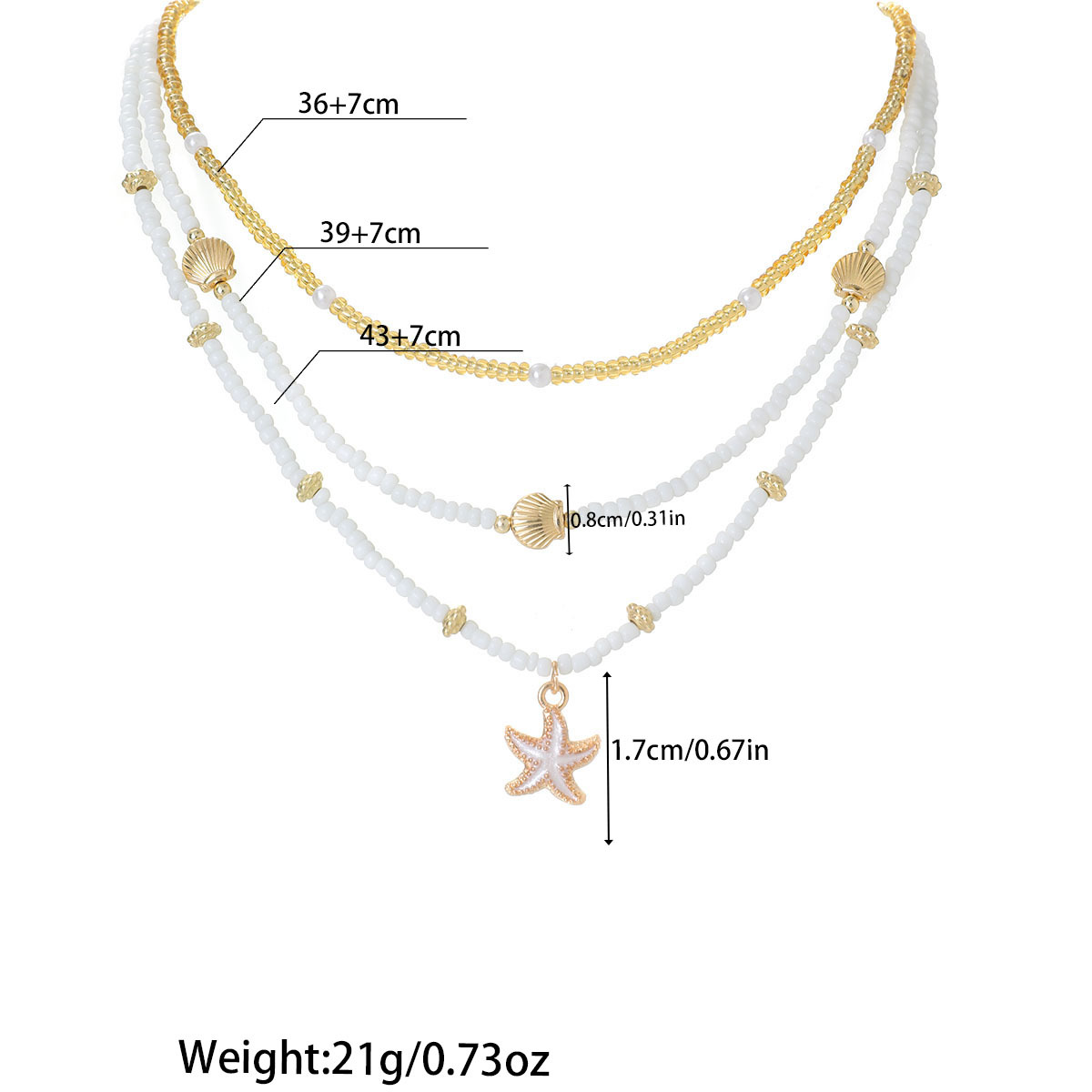 White jewelry,White Color Shell Polyresin Material Necklace
