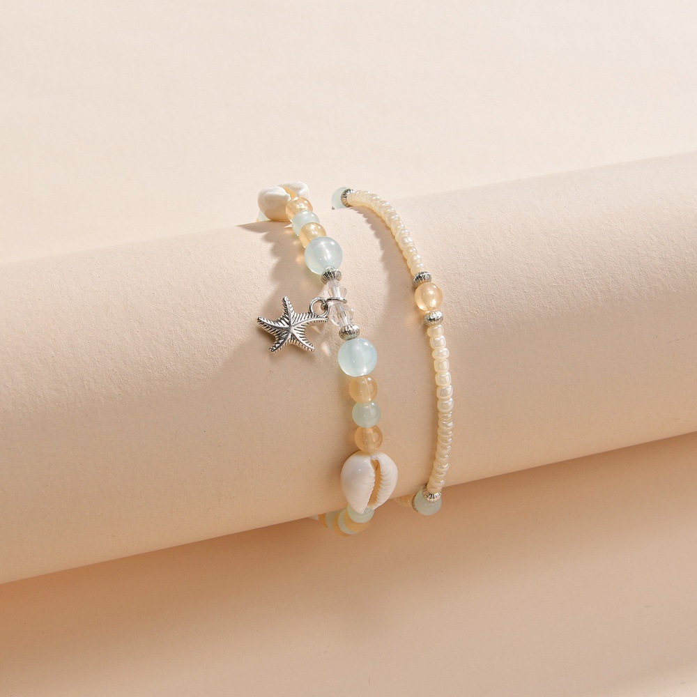 Beige jewelry,Shell Beige Color Seed Beads Anklets