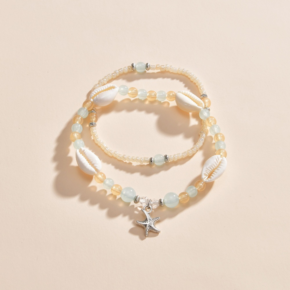 Beige jewelry,Shell Beige Color Seed Beads Anklets