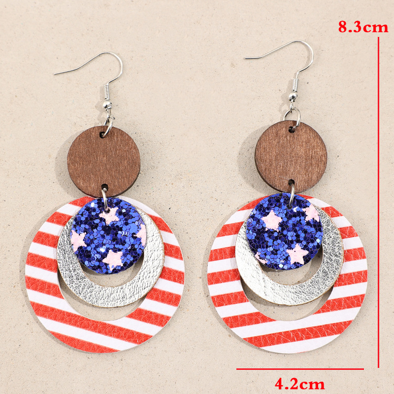 Red jewelry,American Flag Red Faux Leather Earrings