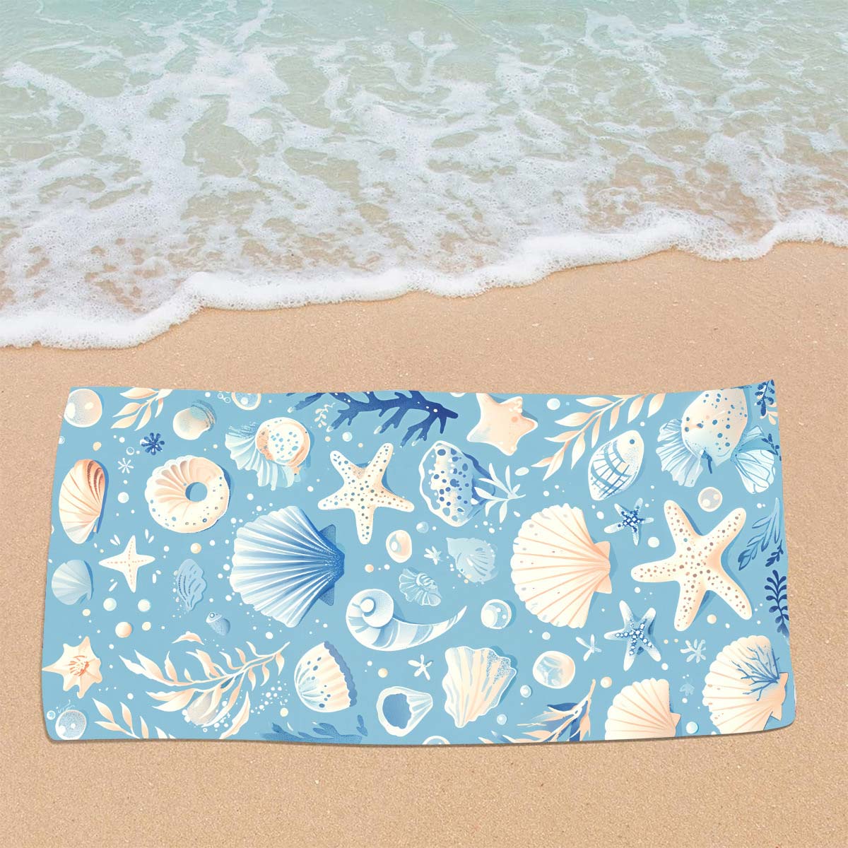 Light Blue accessories,Animal Print accessories,Marine Life Print Light Blue Beach Blanket