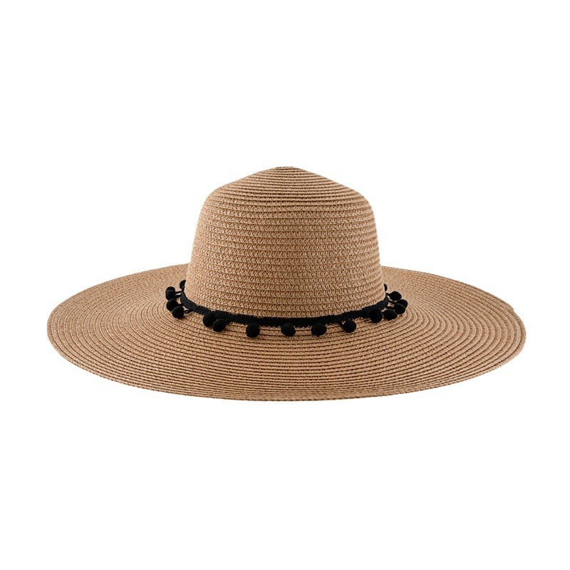 Light Camel accessories,Contrast Color accessories,Light Camel Wide-brimmed Sun Straw Hat