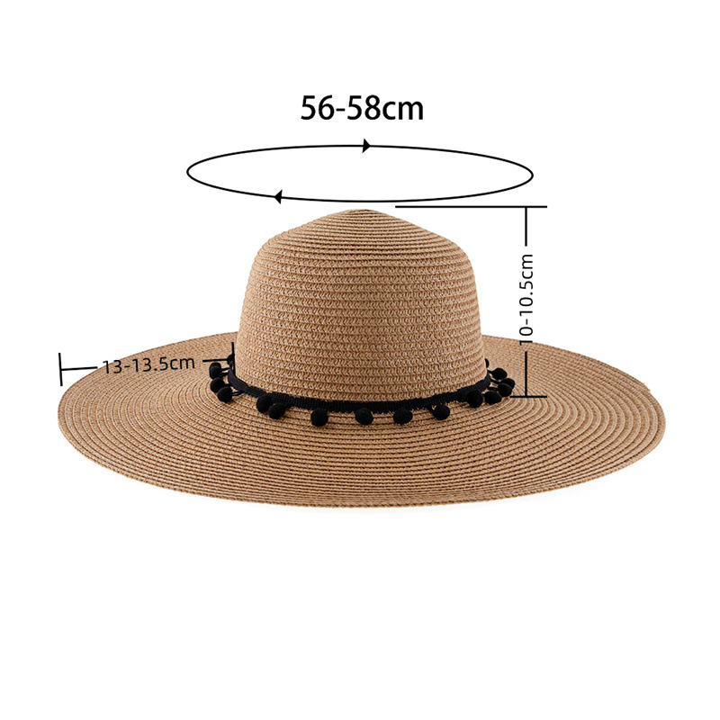 Light Camel accessories,Contrast Color accessories,Light Camel Wide-brimmed Sun Straw Hat