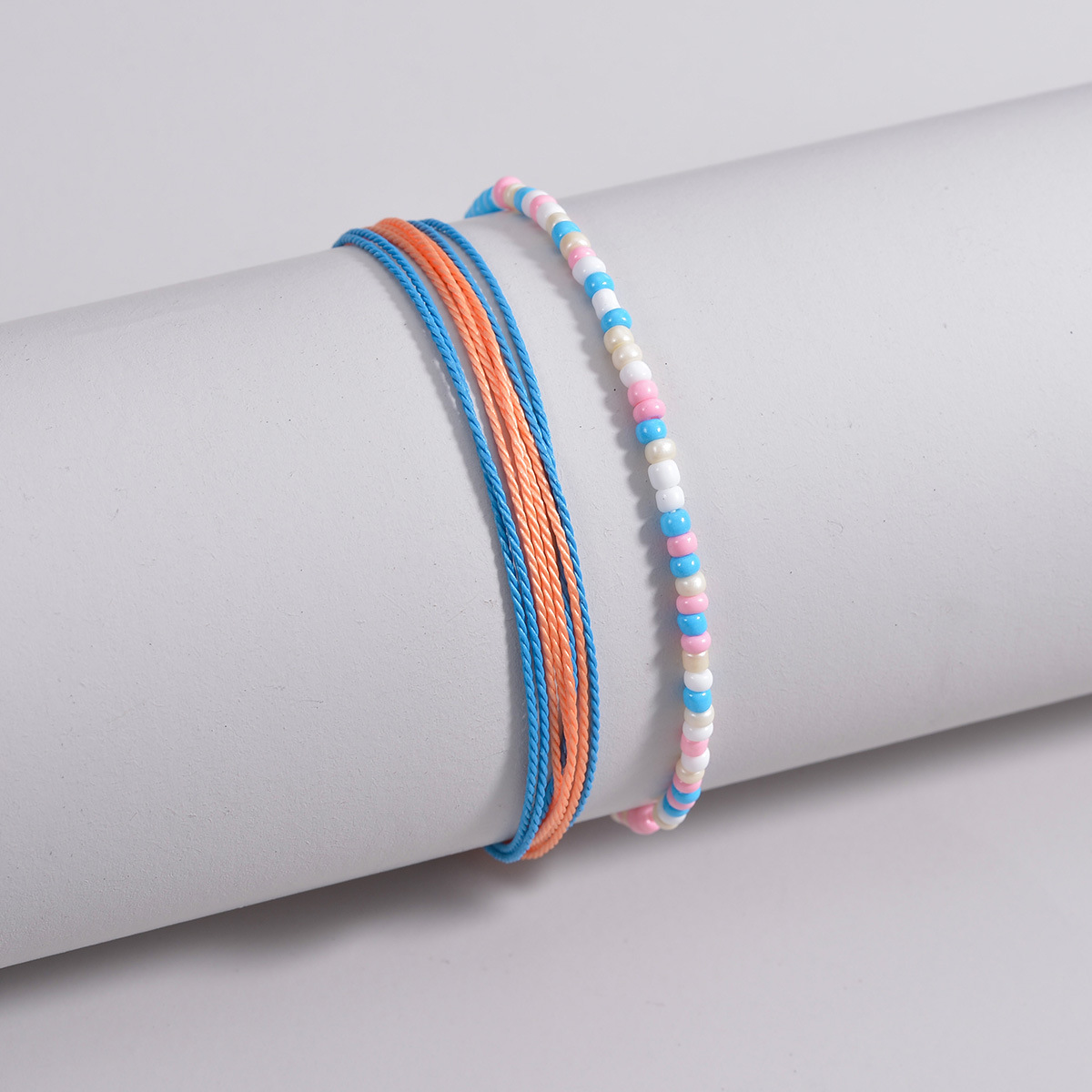 Multi Color jewelry,Contrast Color jewelry,Multi Color Polyresin Beaded Anklet Set