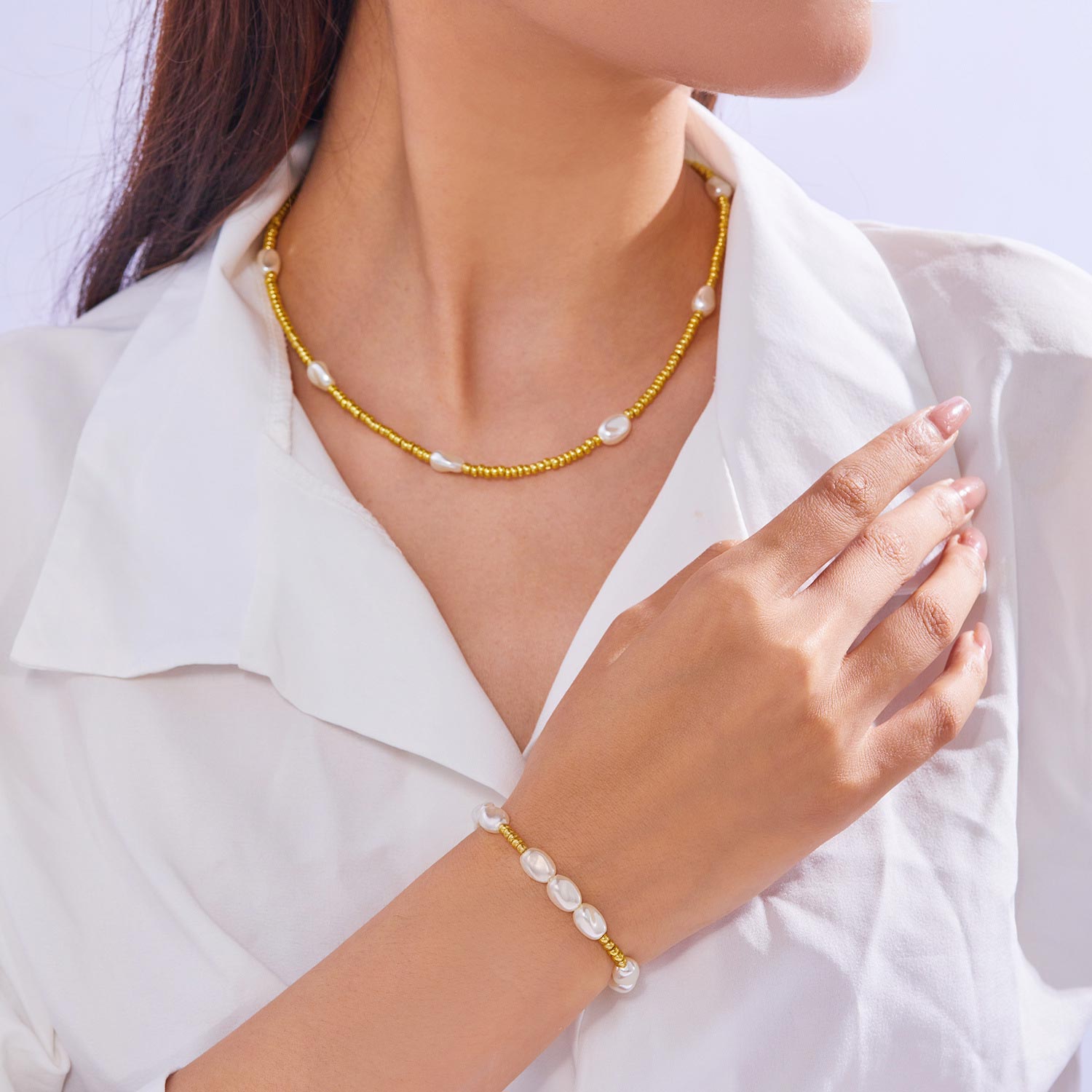 Golden jewelry,Other jewelry,Golden Seed Beads Necklace and Bracelet