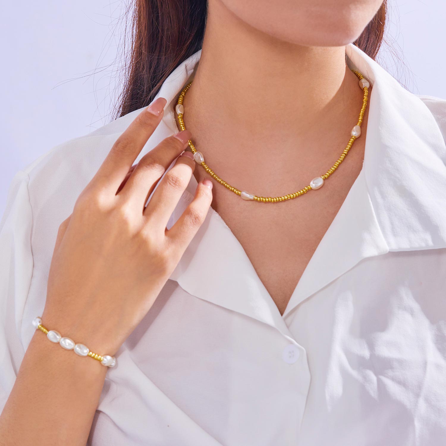 Golden jewelry,Other jewelry,Golden Seed Beads Necklace and Bracelet