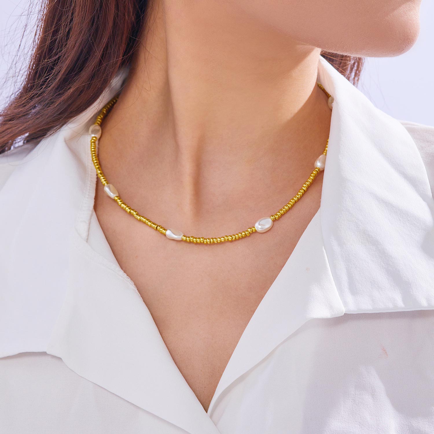 Golden jewelry,Other jewelry,Golden Seed Beads Necklace and Bracelet