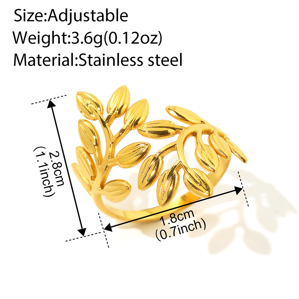 Golden jewelry,Golden Color Leaf Alloy Detail Ring
