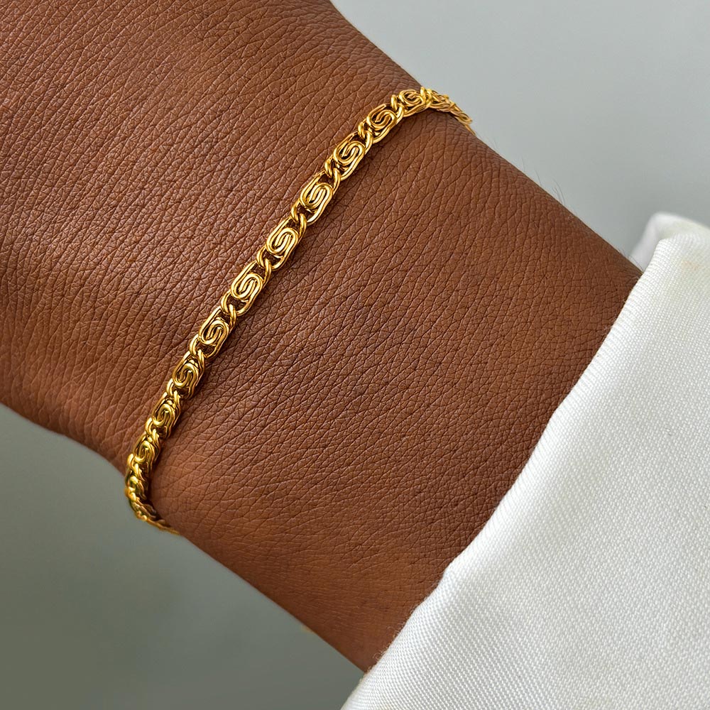 Golden jewelry,Golden Color Stainless Steel Detail Bracelet