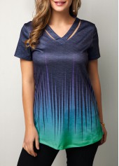 Rotita-Kurzarm-T-Shirt mit Ausschnittausschnitt und schillernder Farbe